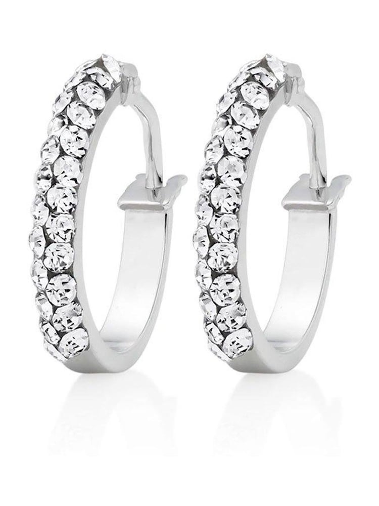 Beaverbrooks 9ct Gold Crystal Hoop Earrings - Image 1 of 4