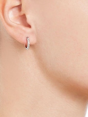 Beaverbrooks 9ct Gold Crystal Hoop Earrings - Image 3 of 4