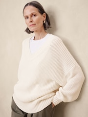 Banana Republic Cream Janie Oversized Cotton Jumper - Image 1 of 1