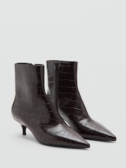 Mango Red Pointed Toe Kitten Heel Ankle Boots - Image 1 of 4