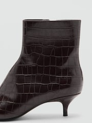 Mango Red Pointed Toe Kitten Heel Ankle Boots - Image 2 of 4