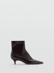 Mango Red Pointed Toe Kitten Heel Ankle Boots - Image 3 of 4