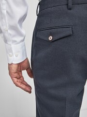 Navy Blue Slim Fit Signature Wool Blend Stretch Flannel Trousers - Image 5 of 5