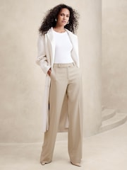 Banana Republic Cream Lido Wide Leg Italian Wool Trousers - Image 1 of 4