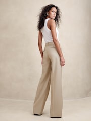 Banana Republic Cream Lido Wide Leg Italian Wool Trousers - Image 2 of 4