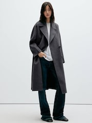 Mango Grey Wool Blend Dropped Shoulder Coat - Image 1 of 7