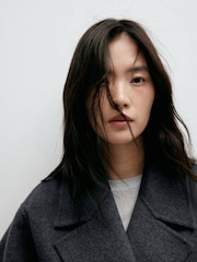 Mango Grey Wool Blend Dropped Shoulder Coat - Image 4 of 7