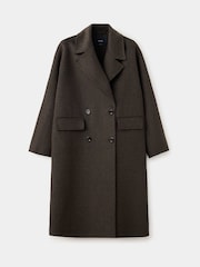 Mango Brown Check Wool Blend Dropped Shoulder Coat - Image 1 of 7