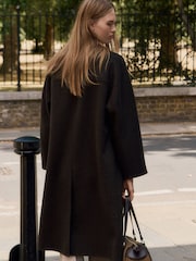 Mango Brown Check Wool Blend Dropped Shoulder Coat - Image 3 of 7