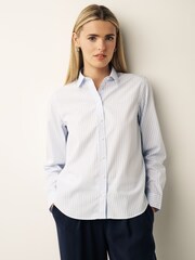 GANT Light Blue Poplin Striped 100% Cotton Shirt - Image 1 of 9