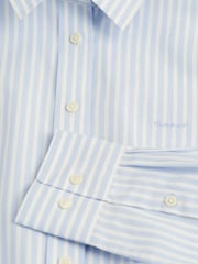 GANT Light Blue Poplin Striped 100% Cotton Shirt - Image 9 of 9