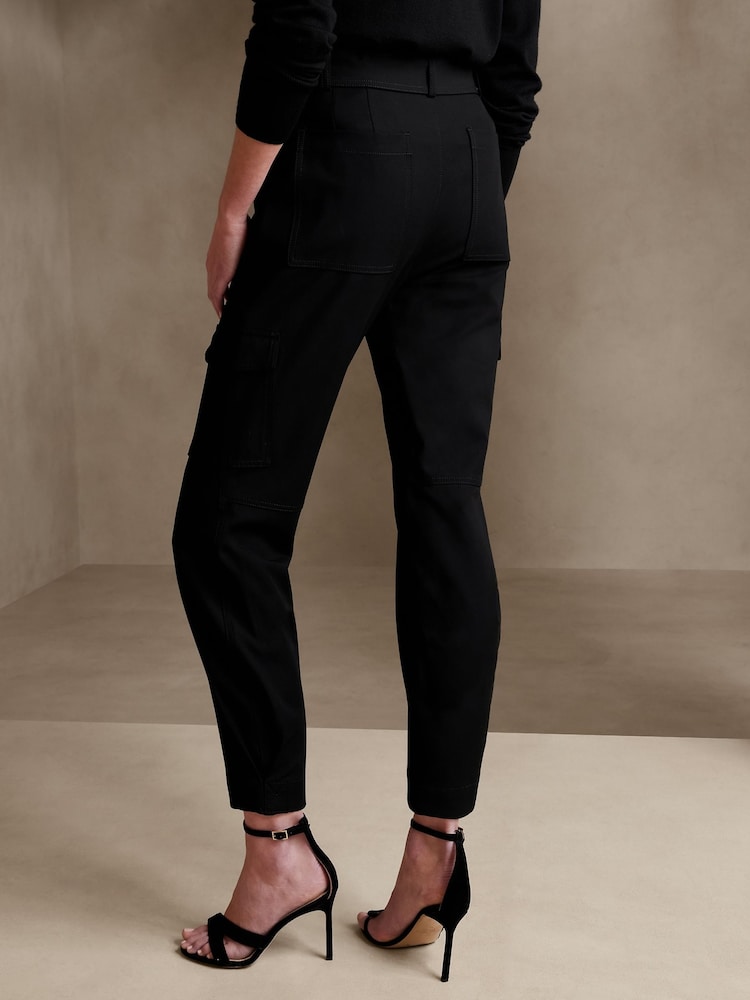 Banana Republic Black Slim Refined Stretch Cargo Trousers - Image 2 of 5