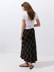 Mango Brown Check Print Midi Skirt - Image 3 of 7