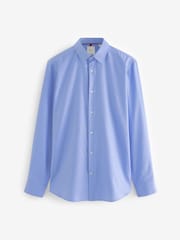 Blue/Grey Textured Regular Fit Easy Care Single Cuff Shirts 3 Pack - Image 9 of 12
