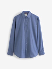 Blue/Grey Textured Regular Fit Easy Care Single Cuff Shirts 3 Pack - Image 10 of 12
