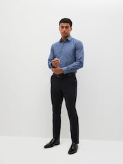 Blue/Grey Textured Regular Fit Easy Care Single Cuff Shirts 3 Pack - Image 1 of 12