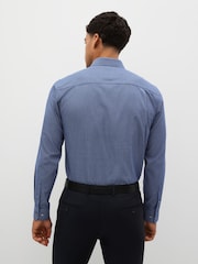 Blue/Grey Textured Regular Fit Easy Care Single Cuff Shirts 3 Pack - Image 2 of 12