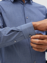 Blue/Grey Textured Regular Fit Easy Care Single Cuff Shirts 3 Pack - Image 7 of 12