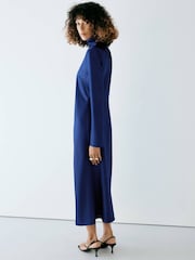 Mango Blue Long Sleeve Midi Dress - Image 2 of 6