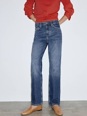 Mango Blue Matilda High Rise Straight Leg Jeans - Image 1 of 7