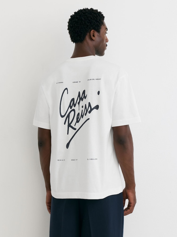 Reiss White Casa Cotton Logo Short-Sleeve Relaxed T-Shirt - Image 1 of 6