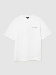 Reiss White Casa Cotton Logo Short-Sleeve Relaxed T-Shirt - Image 2 of 6