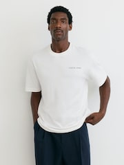 Reiss White Casa Cotton Logo Short-Sleeve Relaxed T-Shirt - Image 3 of 6