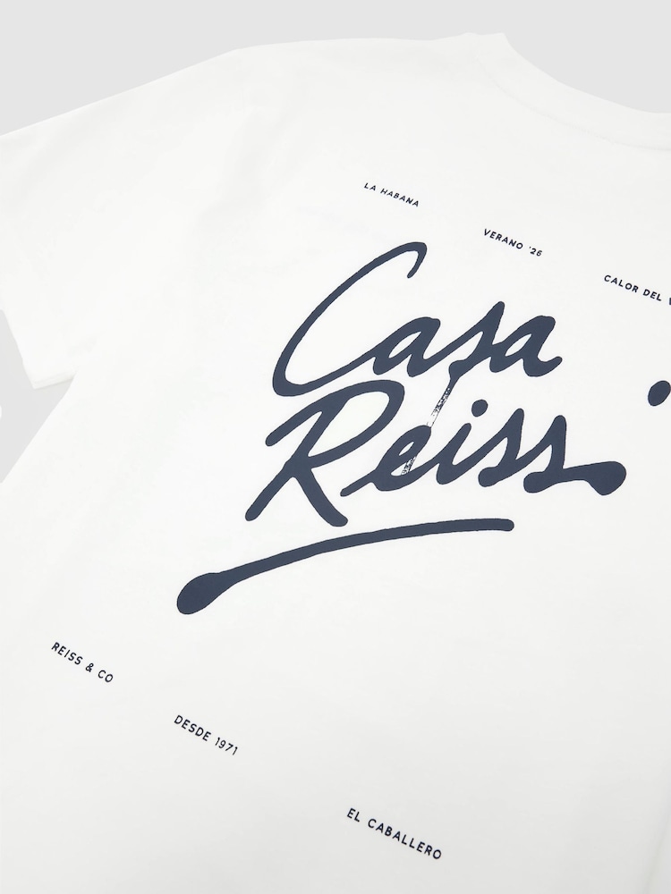 Reiss White Casa Cotton Logo Short-Sleeve Relaxed T-Shirt - Image 6 of 6