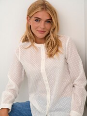 Kaffe 100% Cotton Round Neck White Shirt - Image 4 of 6