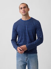 Bande bleue - Gap Everyday Soft Relaxed Stripe Long Sleeve T-Shirt - Image 1 de 4