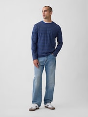 Bande bleue - Gap Everyday Soft Relaxed Stripe Long Sleeve T-Shirt - Image 3 de 4