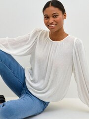 Kaffe Wilma Long Sleeve White Blouse - Image 4 of 7