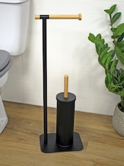 Showerdrape Black Sonata Toilet Roll and Toilet Brush Holder - Image 1 of 3
