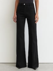 Reiss Black Claude Pintuck-Detail Flared Jeans - Image 4 of 5