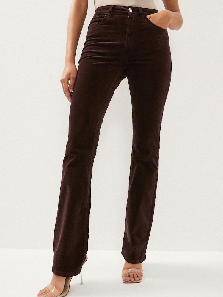 Chocolate Brown Velvet Bootcut Jeans - Image 1 of 3
