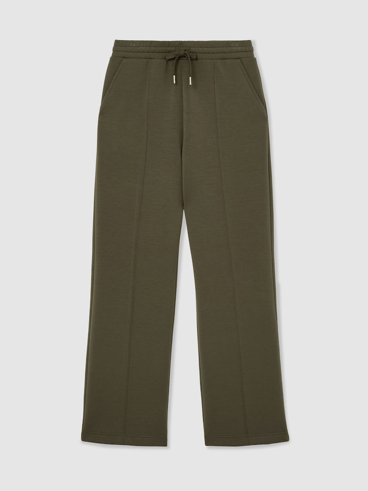 Reiss Khaki Green Jemma Premium Interlock Wide-Leg Joggers - Image 2 of 7 Reiss Khaki Green Jemma Premium Interlock Wide-Leg Joggers - Image 2 of 7