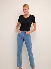 Kaffe Drew Rib Jersey T-Shirt - Image 3 of 6