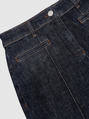 Reiss Dark Blue Claude Pintuck-Detail Flared Jeans - Image 8 of 8