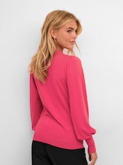 Kaffe Pink Lizza Round Neck Light Knit Pullover - Image 2 of 6