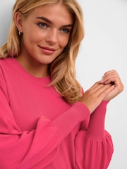 Kaffe Pink Lizza Round Neck Light Knit Pullover - Image 4 of 6