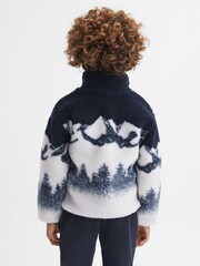 Reiss Blue Multi Clement Senior Textured Zip-Through Jacket - Image 5 of 6