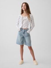 Gap Blue Floral Pointelle Rib Cardigan (4-13yrs) - Image 3 of 5