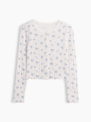 Gap Blue Floral Pointelle Rib Cardigan (4-13yrs) - Image 4 of 5