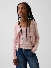 Gap Pink Floral Pointelle Rib Cardigan (4-13yrs) - Image 1 of 5