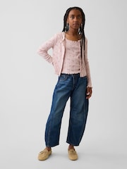 Gap Pink Floral Pointelle Rib Cardigan (4-13yrs) - Image 3 of 5