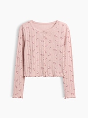 Gap Pink Floral Pointelle Rib Cardigan (4-13yrs) - Image 4 of 5