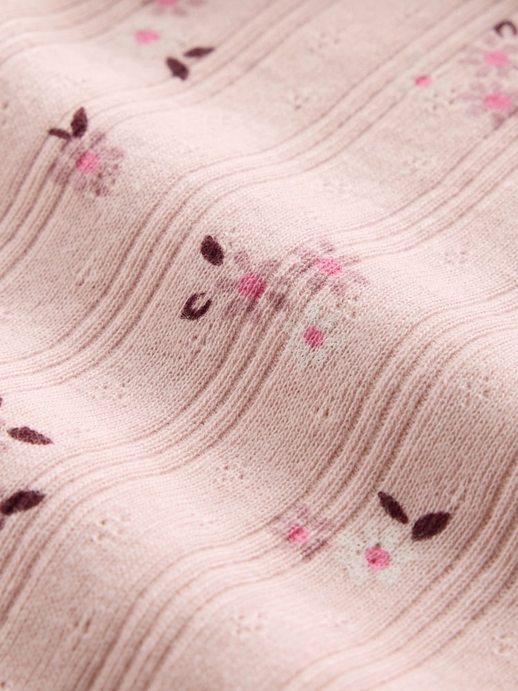 Gap Pink Floral Pointelle Rib Cardigan (4-13yrs) - Image 5 of 5 Gap Pink Floral Pointelle Rib Cardigan (4-13yrs) - Image 5 of 5