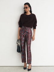 Reiss Purple Zayla Jacquard Tapered Trousers - Image 1 of 8