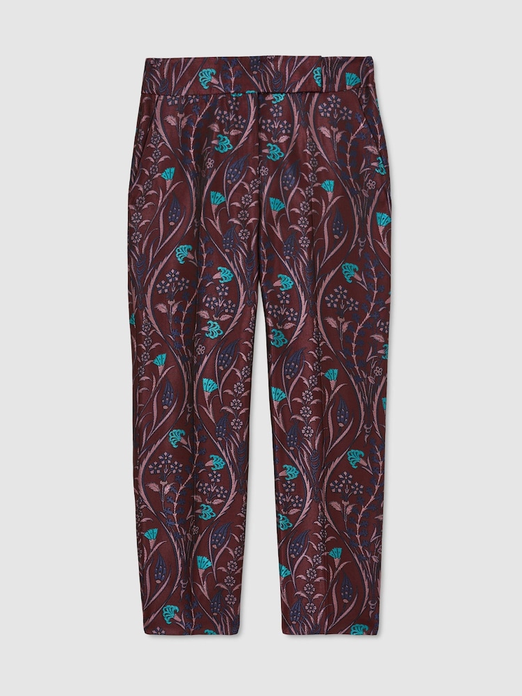 Reiss Purple Zayla Jacquard Tapered Trousers - Image 2 of 8