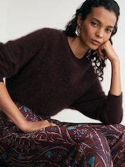 Reiss Purple Zayla Jacquard Tapered Trousers - Image 3 of 8